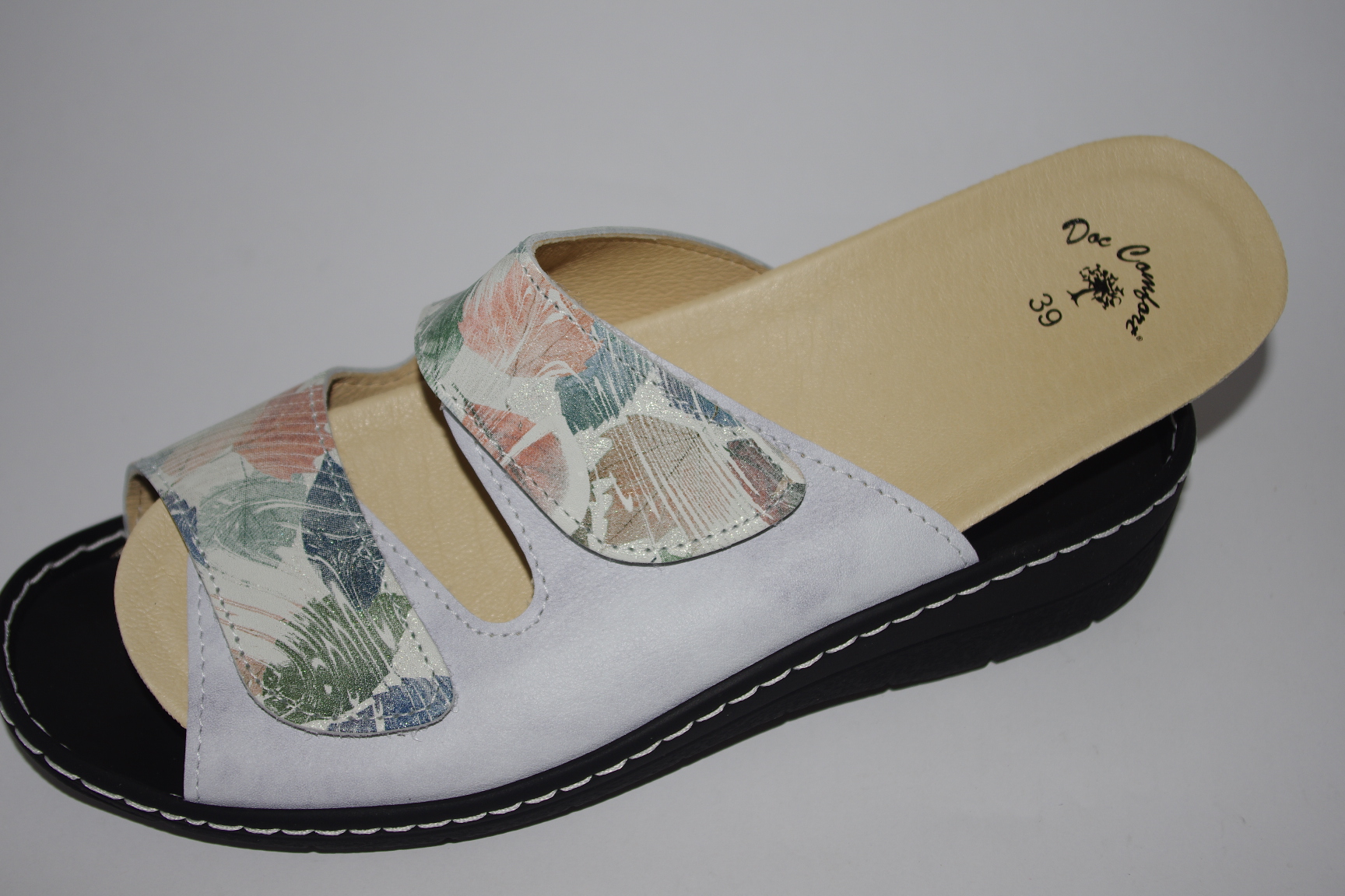 Damenpantolette weiß-olive - Doc Comfort
